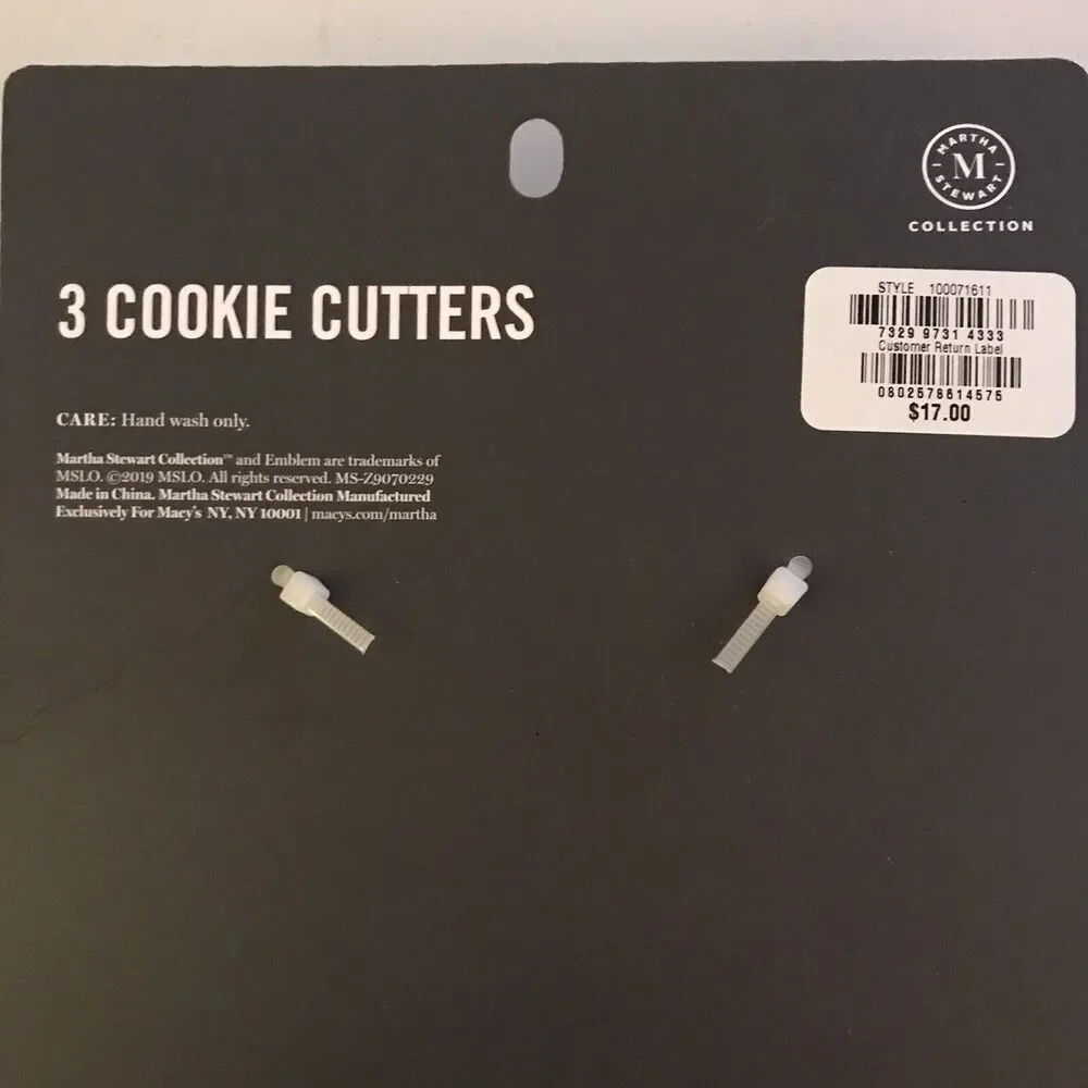 Martha Stewart Collection Cookie Cutters Set Of 3 Metal Star Bow Heart $17 NEW